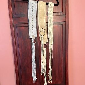 Stylish Women's Fringe Belts - Gray, Tan, Cream